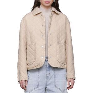 Quilted Beige Women's Jacket - Lightweight Button-Front Coat